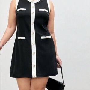 Classic Black and White Sleeveless Dress